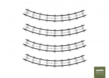 Anlagen-Architekt - 3424 / 29114 - Feldbahn 4 Gleise gebogen, Winkel 45° (Bausatz - ehemals Hammerschmid / Railino)