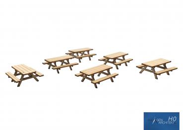 Anlagen-Architekt - 8960 - 6 Tischgarnituren mit Bänken (Bausatz) - Spur H0 - ehemals Micro Welten 21-68