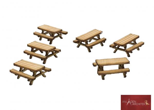 Anlagen-Architekt - 2960 / 31-68 - 6 Picknickbank-Garnituren (Bausatz) - Spur Z